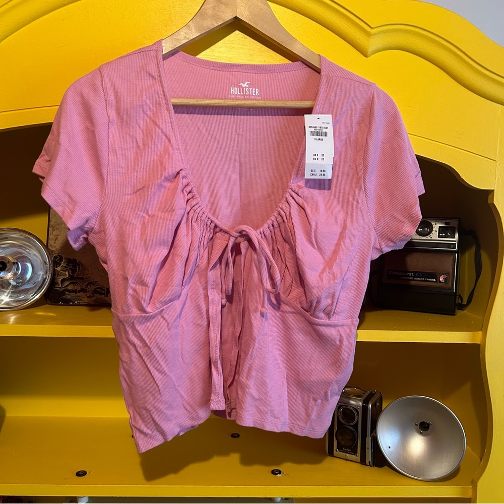 NWT Hollister XL pink tie top